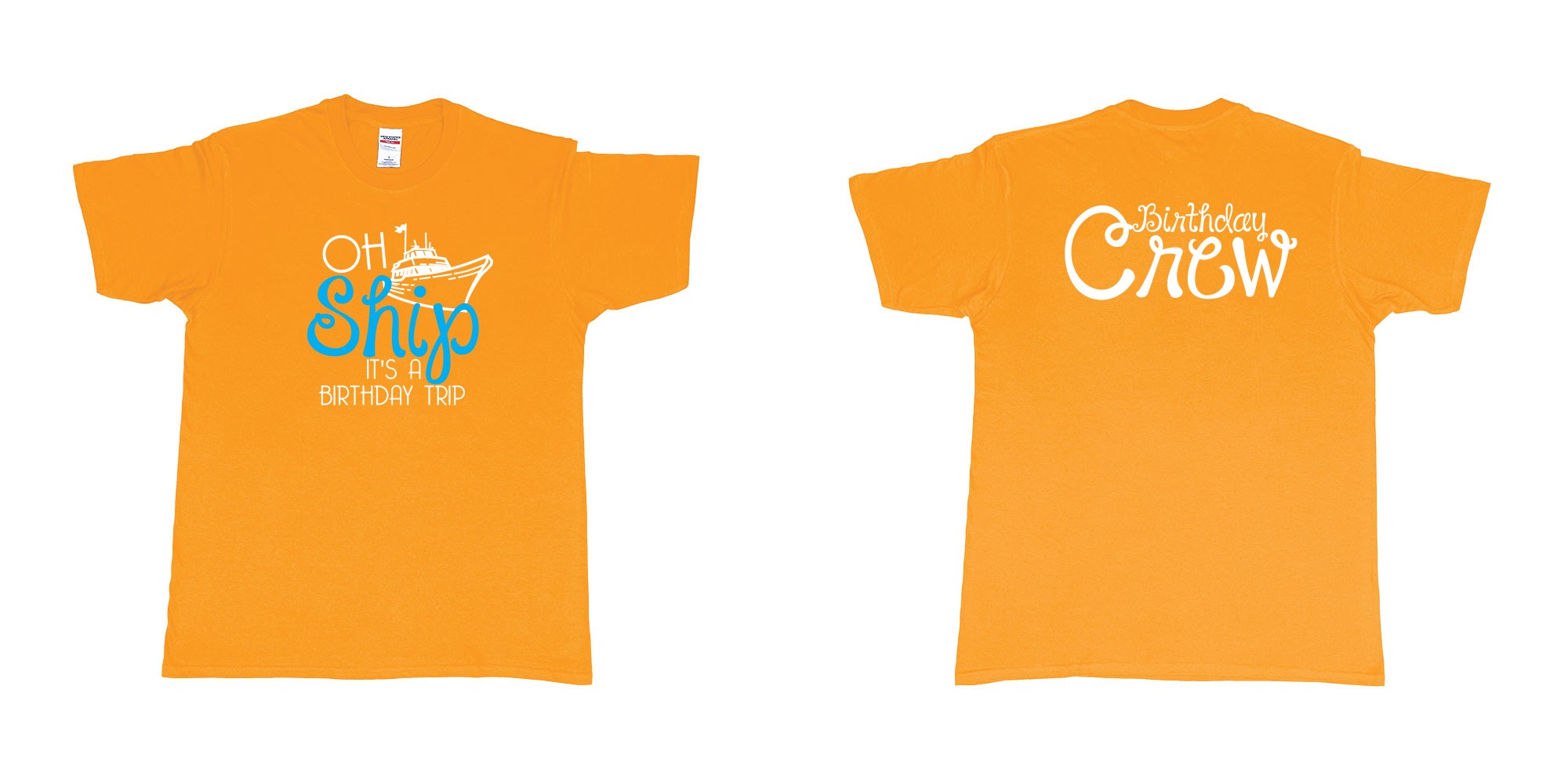 Custom tshirt design Birthday Oh Ship in fabric color gold choice your own text made in Bali by The Pirate Way
