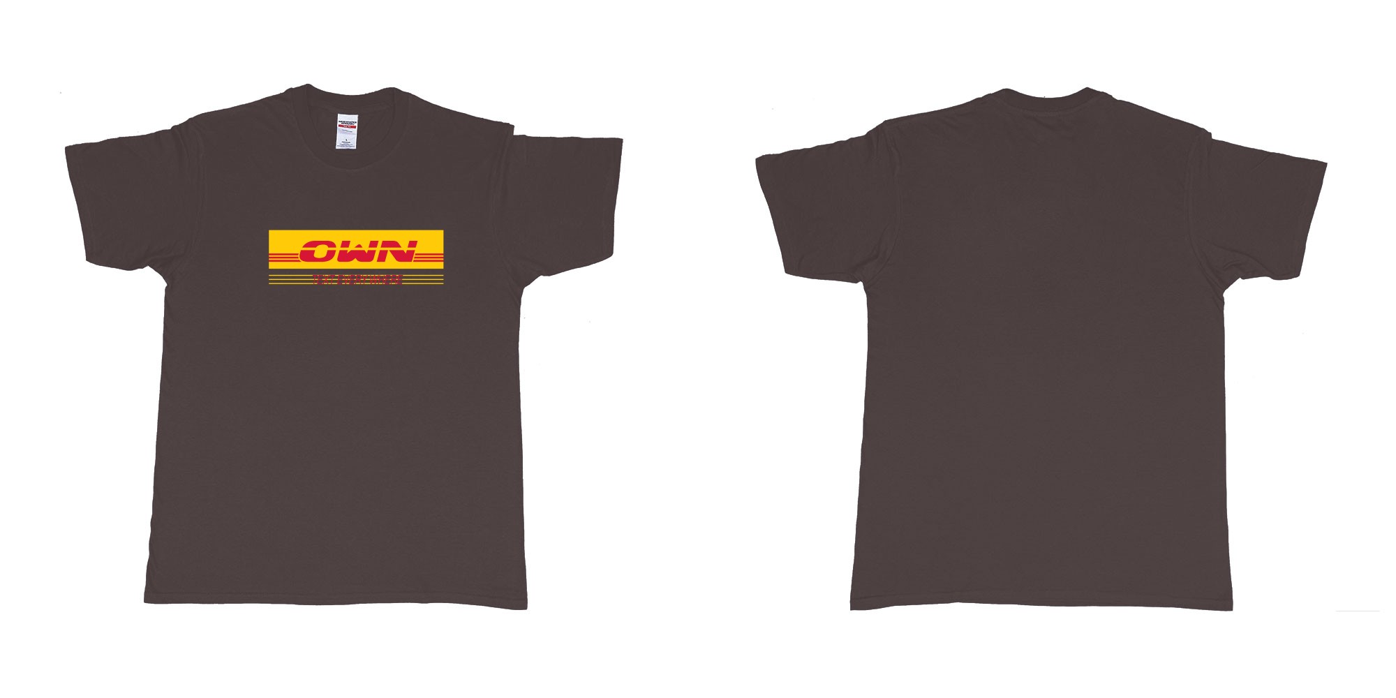 Custom tshirt design DHL in fabric color dark-chocolate choice your own text made in Bali by The Pirate Way