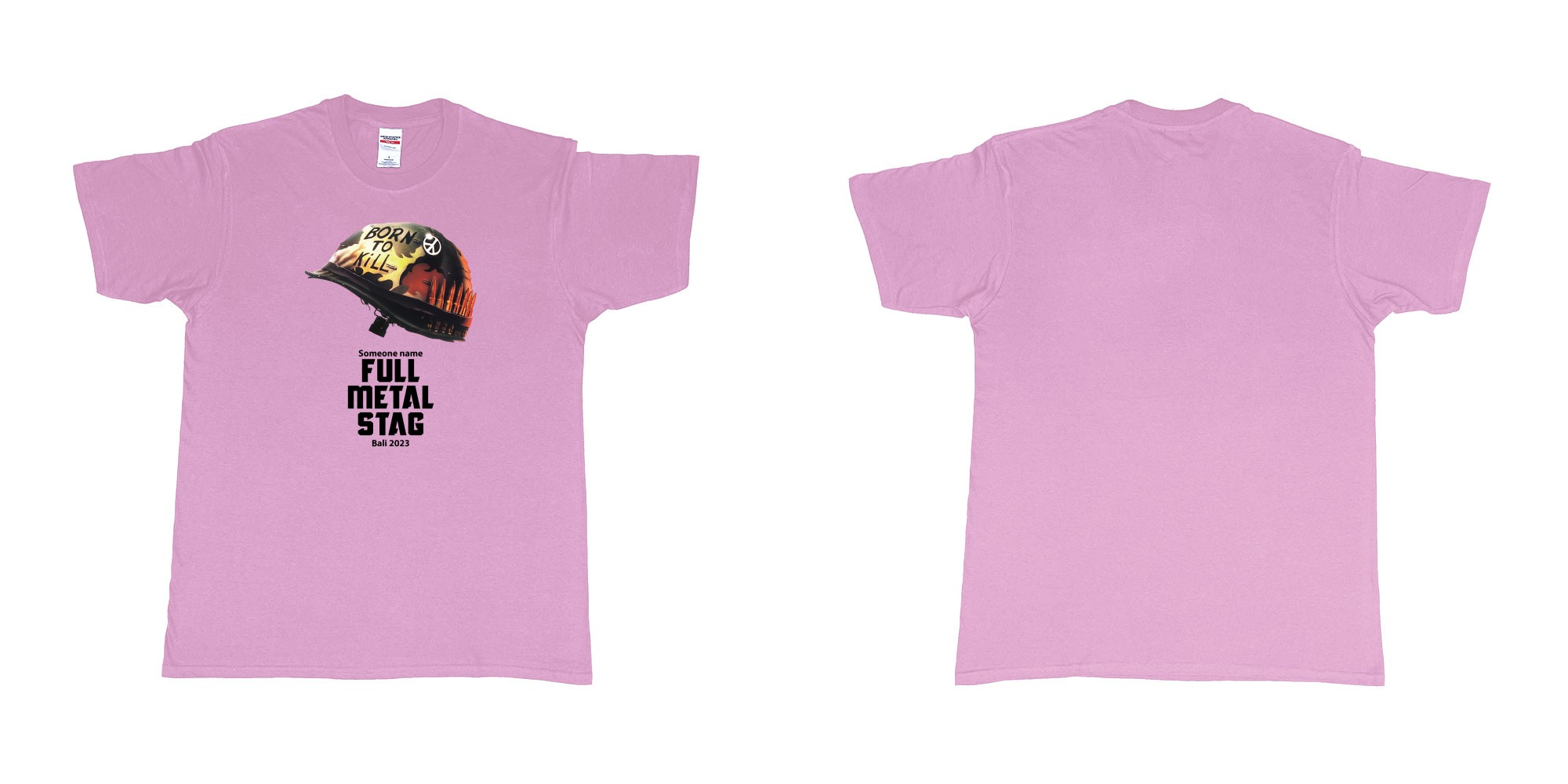 Custom tshirt design Full Metal Jacket Stag in fabric color light-pink choice your own text made in Bali by The Pirate Way