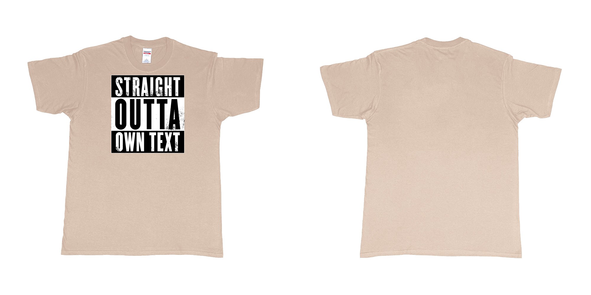 Custom tshirt design Straight Outta Compton in fabric color sand choice your own text made in Bali by The Pirate Way