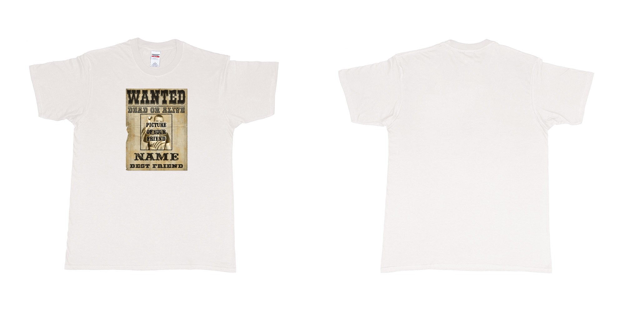 Custom tshirt design Wanted Poster in fabric color white choice your own text made in Bali by The Pirate Way