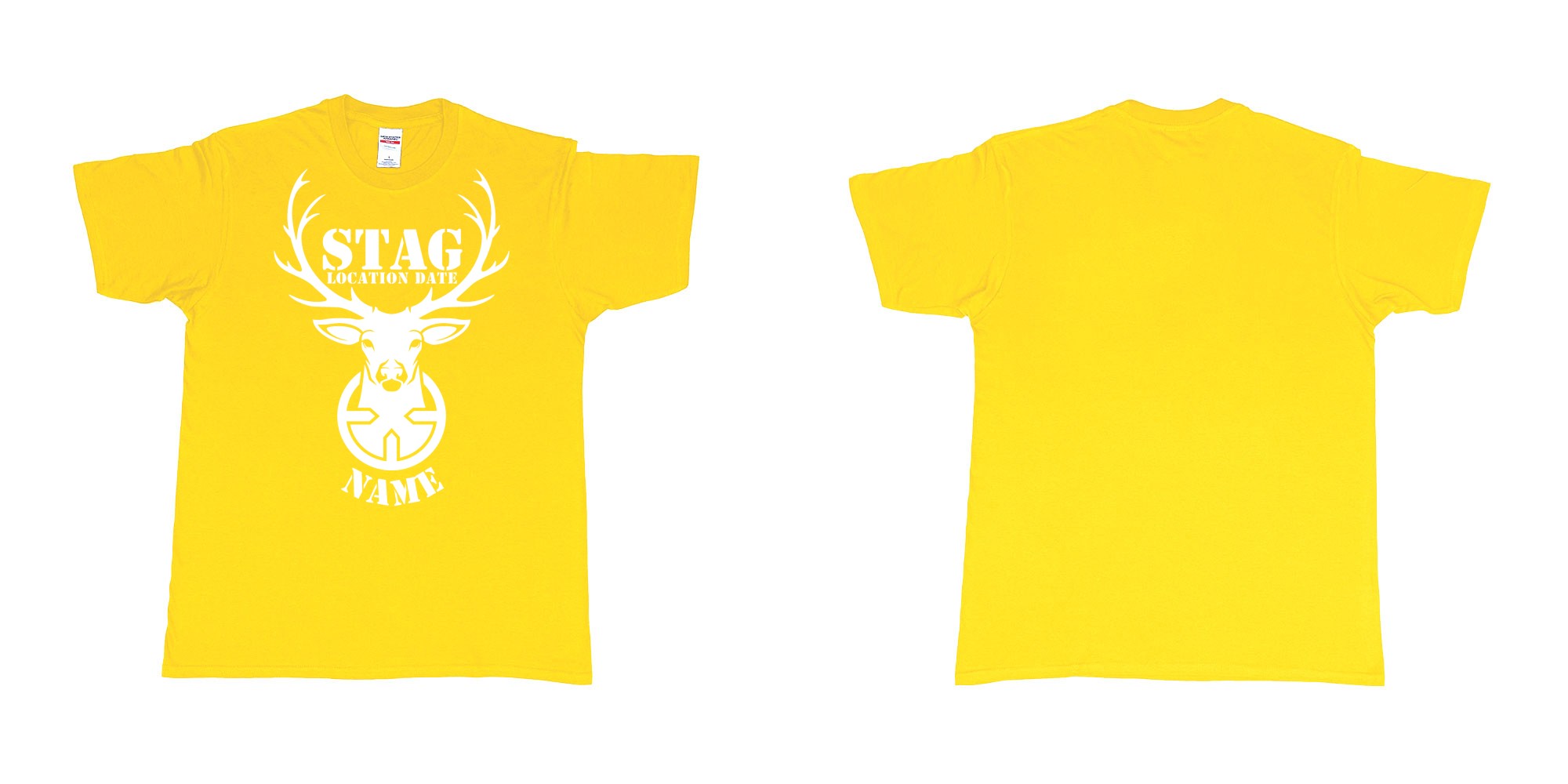 Custom tshirt design aiming for a stag custom tshirt print in fabric color daisy choice your own text made in Bali by The Pirate Way