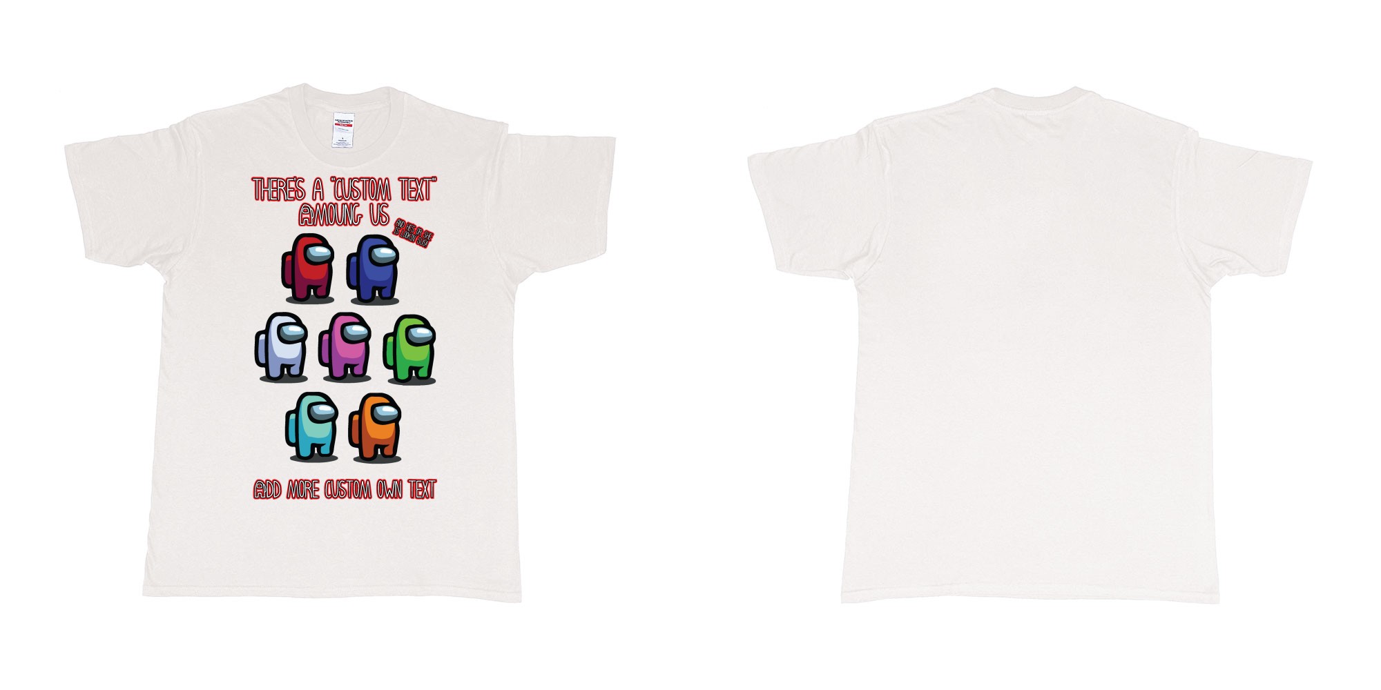 Custom tshirt design among us impostor trust no one custom text print tshirt in fabric color white choice your own text made in Bali by The Pirate Way