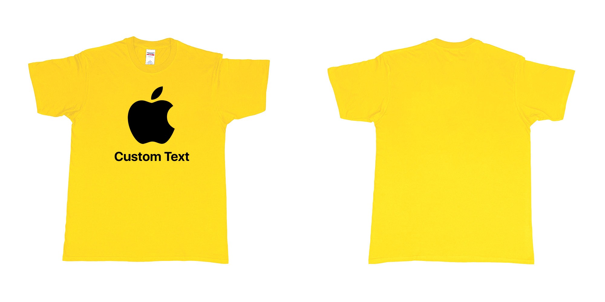 Custom tshirt design apple logo add custom text print bali in fabric color daisy choice your own text made in Bali by The Pirate Way