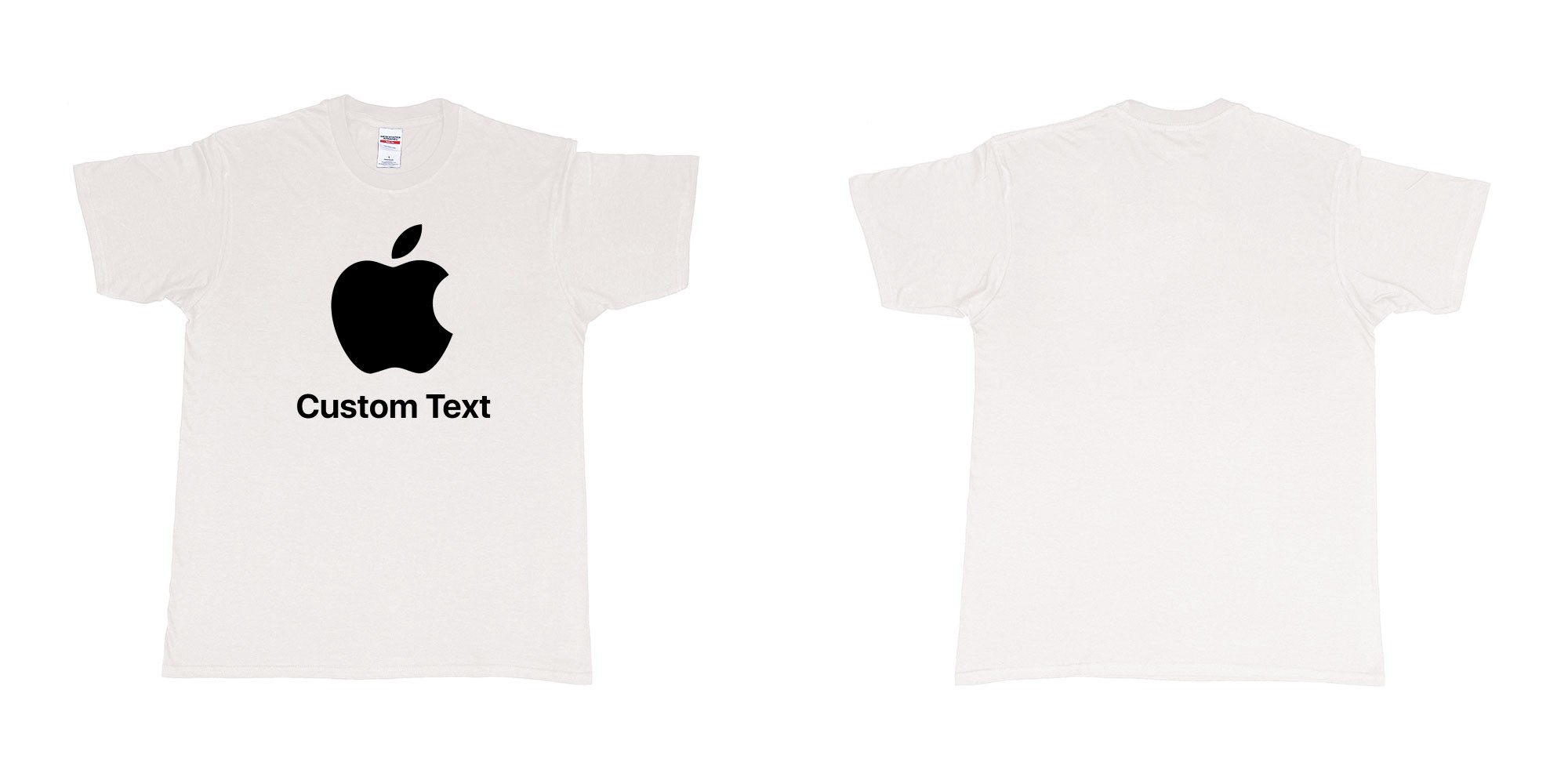 Custom tshirt design apple logo add custom text print bali in fabric color white choice your own text made in Bali by The Pirate Way