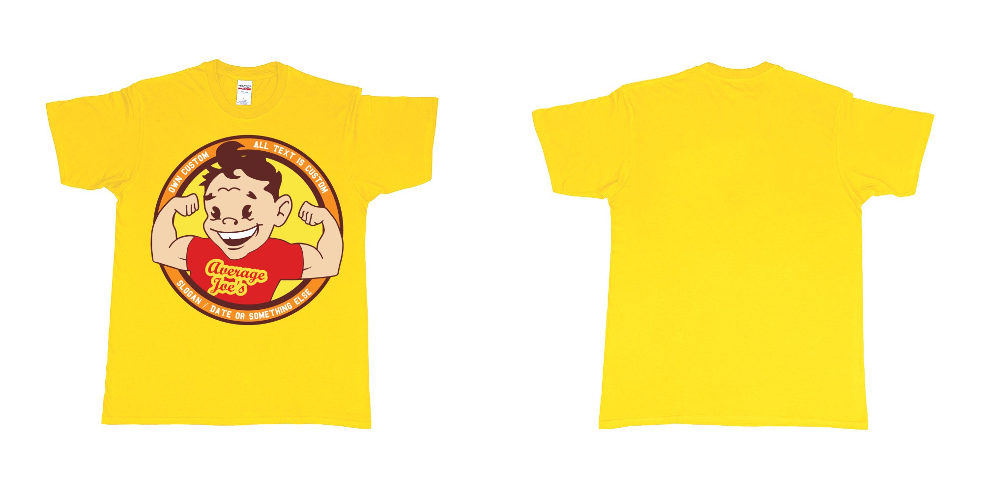 Custom tshirt design average joes gymnasium custom tshirt print in fabric color daisy choice your own text made in Bali by The Pirate Way