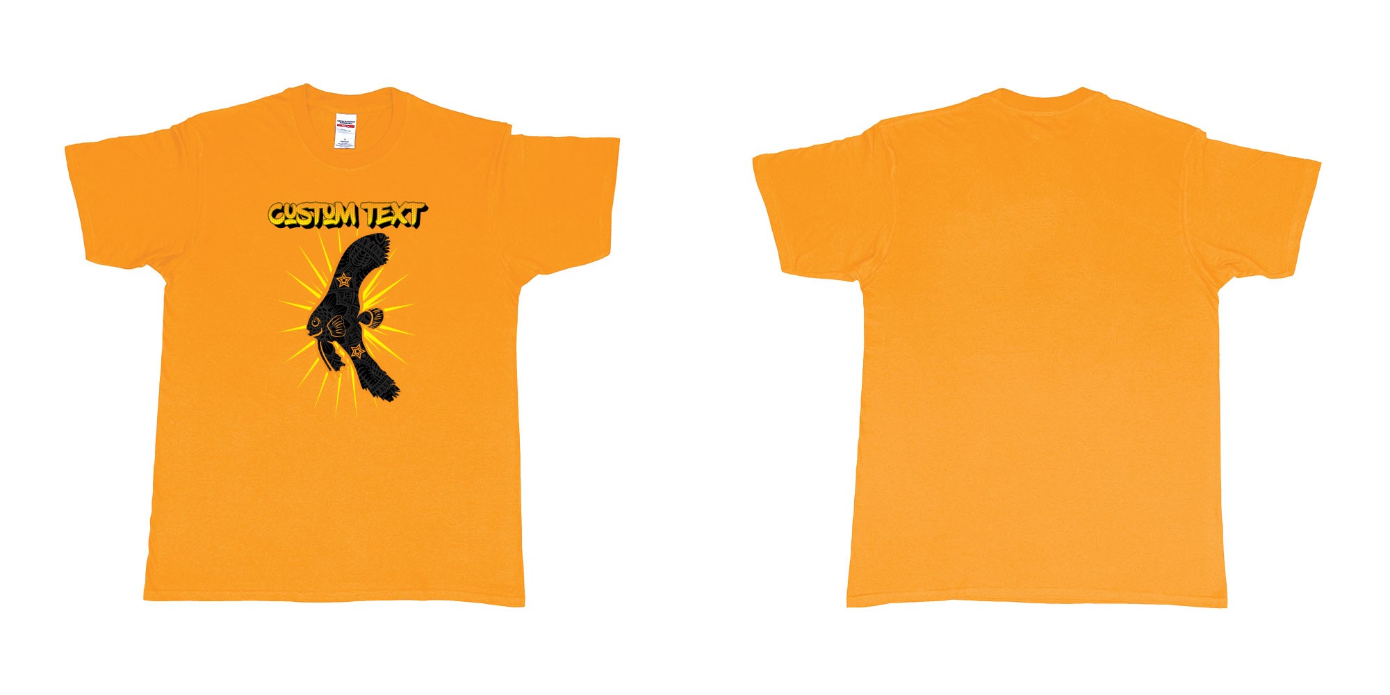 Custom tshirt design batfish juvenile star own text in fabric color gold choice your own text made in Bali by The Pirate Way