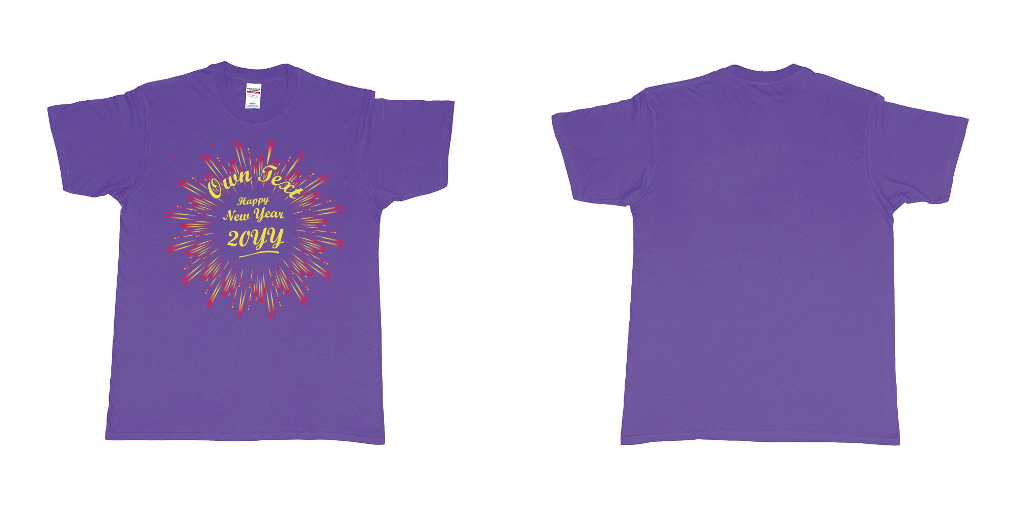 Custom tshirt design best happy new year bali custom year text fireworks in fabric color purple choice your own text made in Bali by The Pirate Way
