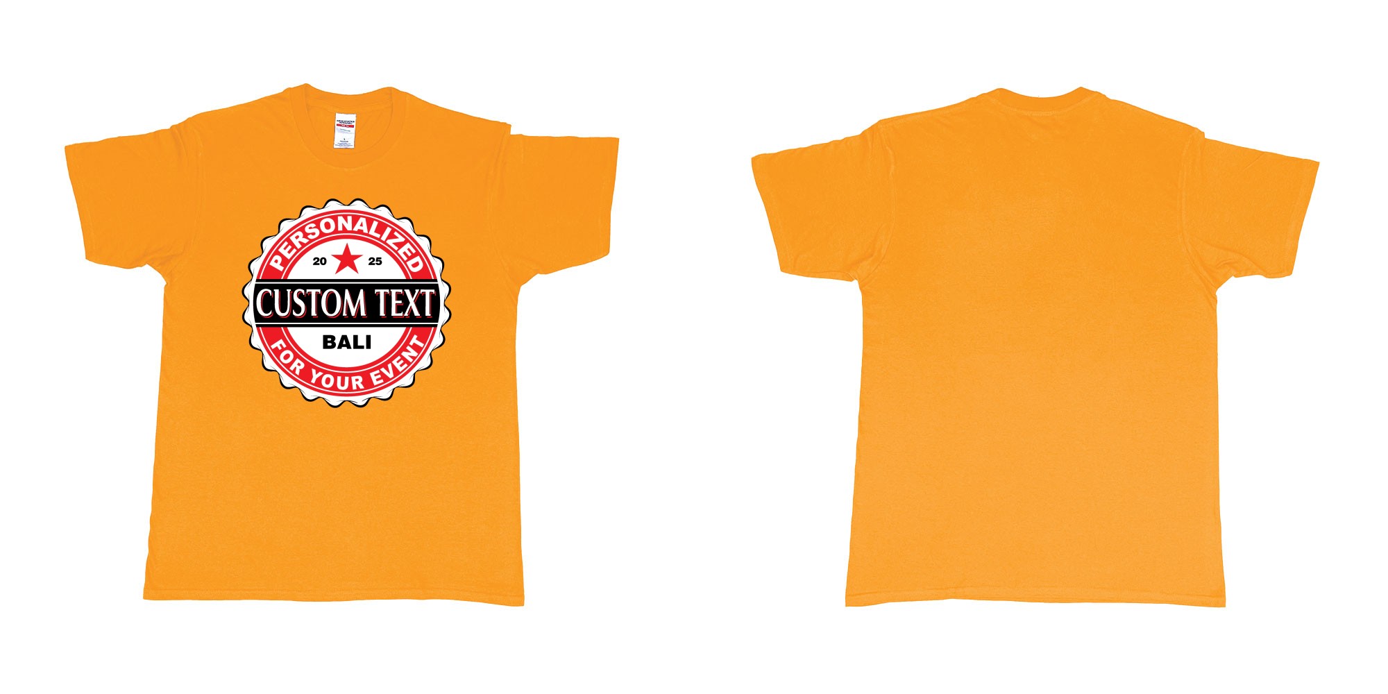 Custom tshirt design bintang beer better cap personalized own text design in fabric color gold choice your own text made in Bali by The Pirate Way