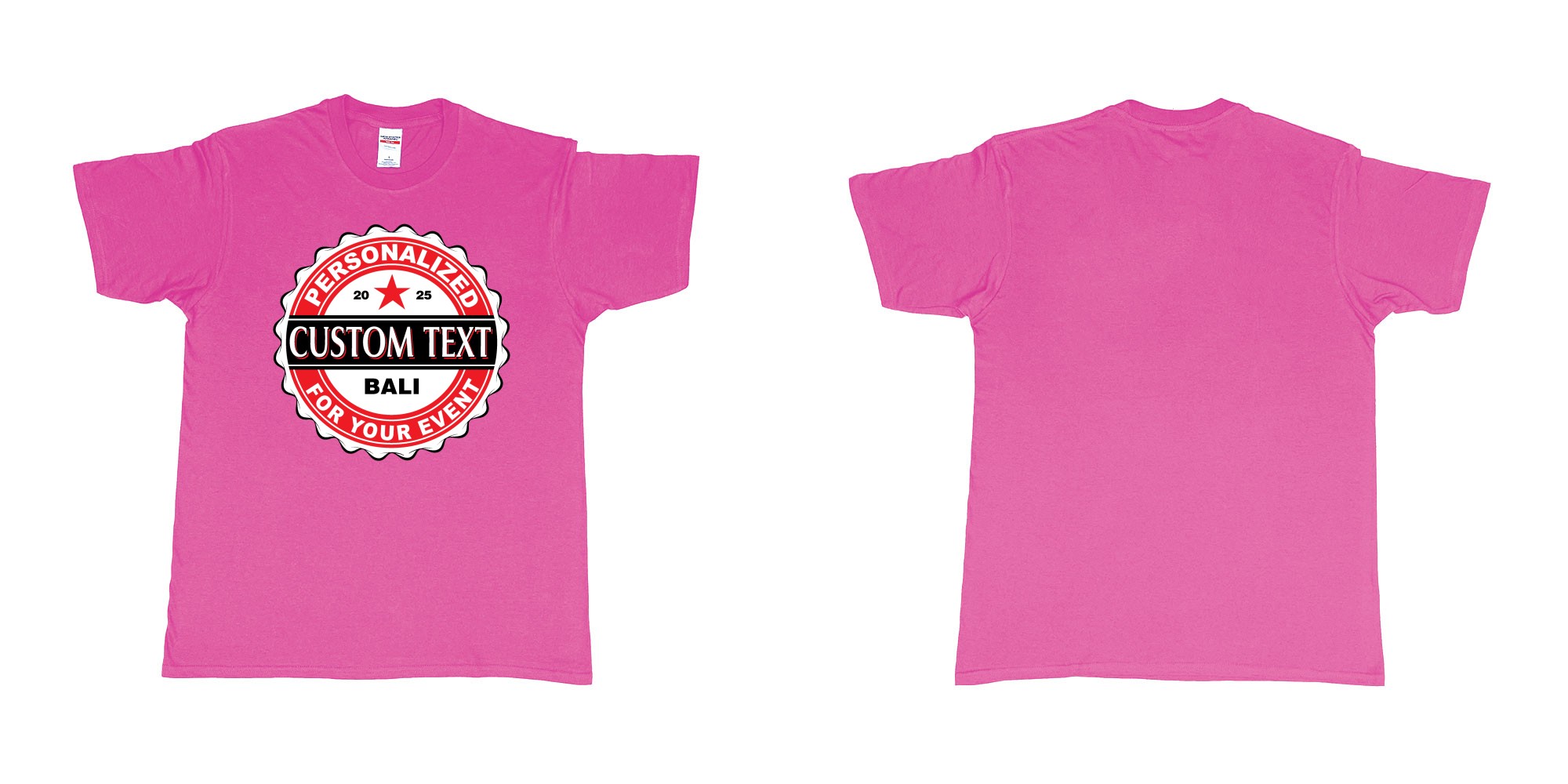Custom tshirt design bintang beer better cap personalized own text design in fabric color heliconia choice your own text made in Bali by The Pirate Way