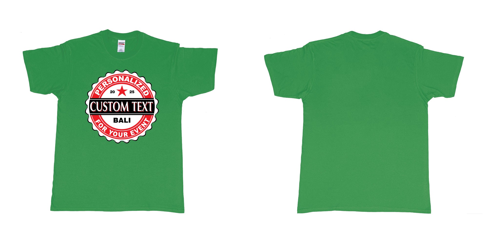 Custom tshirt design bintang beer better cap personalized own text design in fabric color irish-green choice your own text made in Bali by The Pirate Way