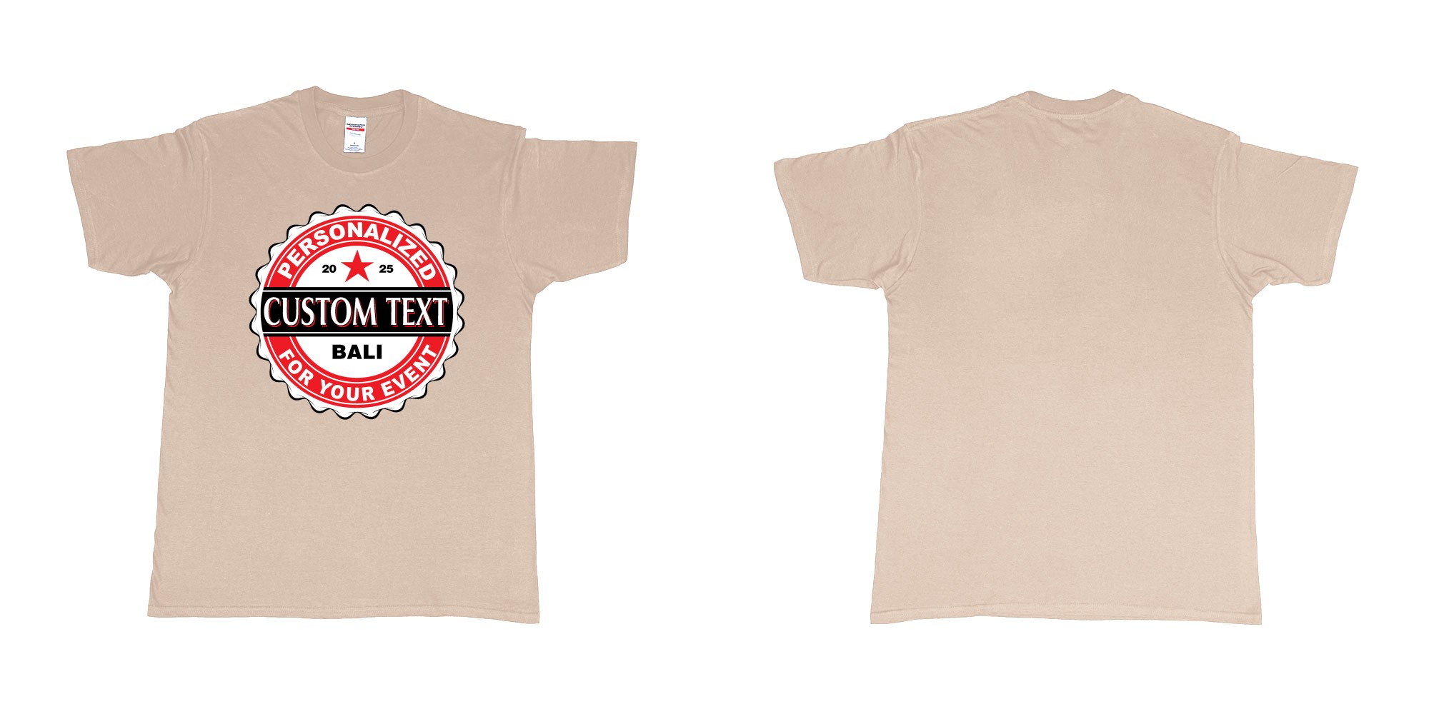 Custom tshirt design bintang beer better cap personalized own text design in fabric color sand choice your own text made in Bali by The Pirate Way