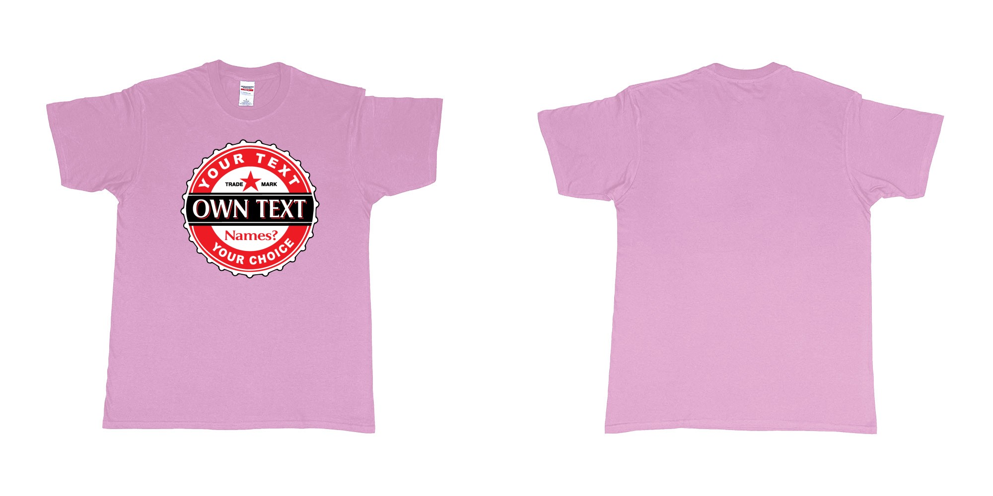 Custom tshirt design bintang classic strait in fabric color light-pink choice your own text made in Bali by The Pirate Way