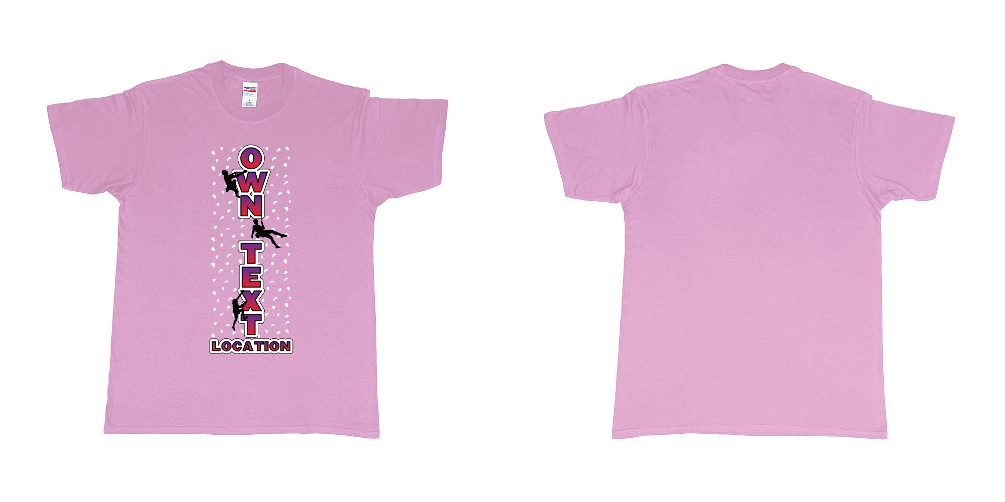 Custom tshirt design bolder climbing rock climbing own custom text location tshirt design in fabric color light-pink choice your own text made in Bali by The Pirate Way
