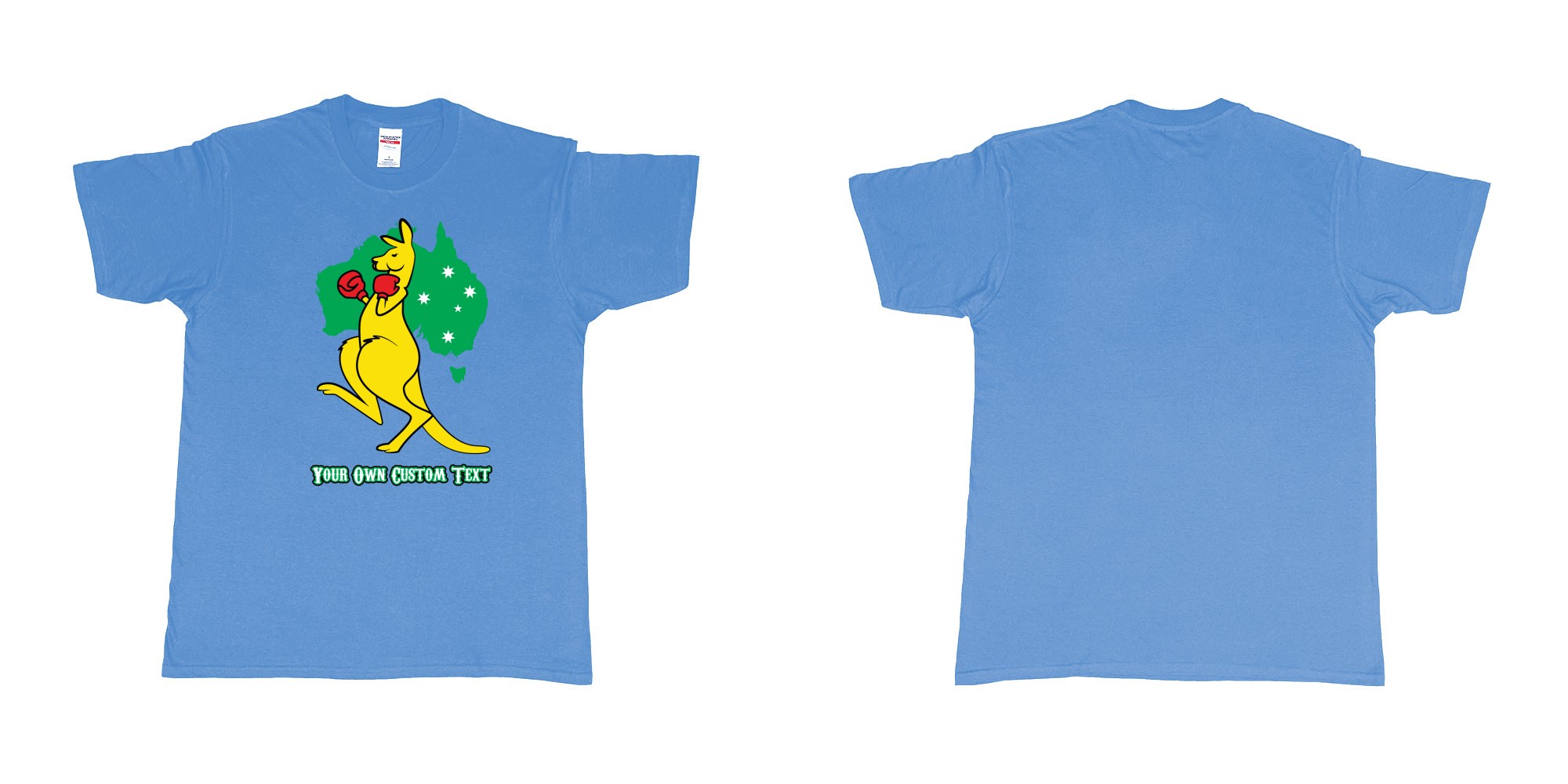 Custom tshirt design boxing kangaroo in fabric color carolina-blue choice your own text made in Bali by The Pirate Way