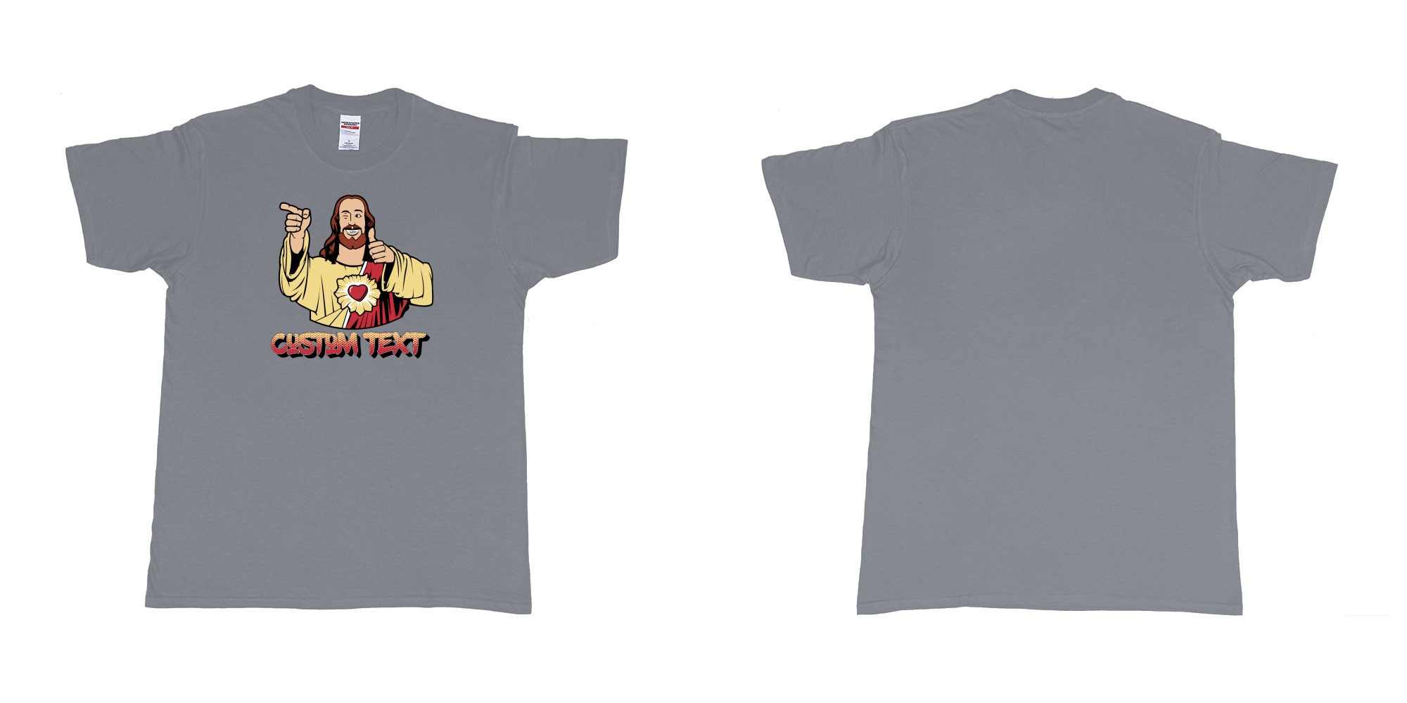 Custom tshirt design buddy christ custom text in fabric color misty choice your own text made in Bali by The Pirate Way