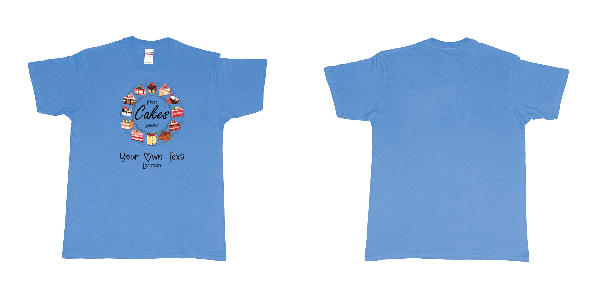 Custom tshirt design cakes oclock finest selection your own text in fabric color carolina-blue choice your own text made in Bali by The Pirate Way