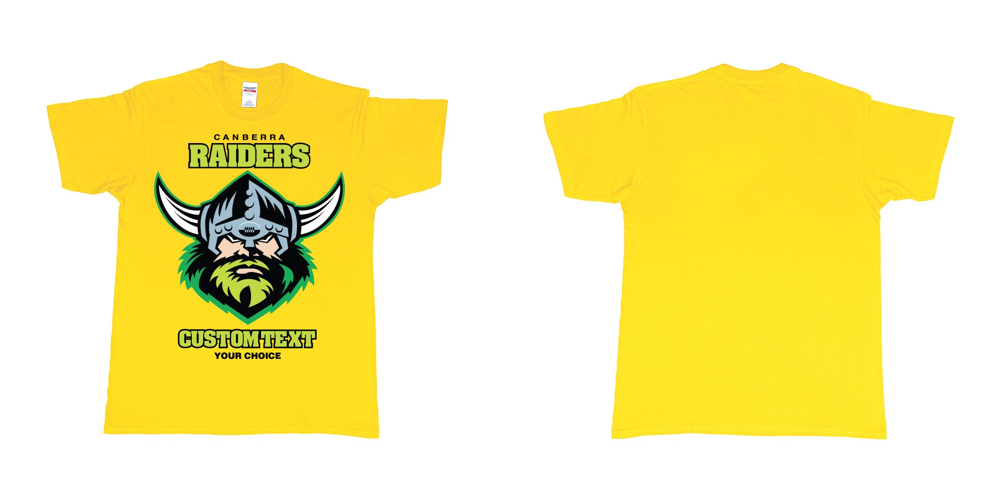 Custom tshirt design canberra raiders nrl logo own printed text near you in fabric color daisy choice your own text made in Bali by The Pirate Way