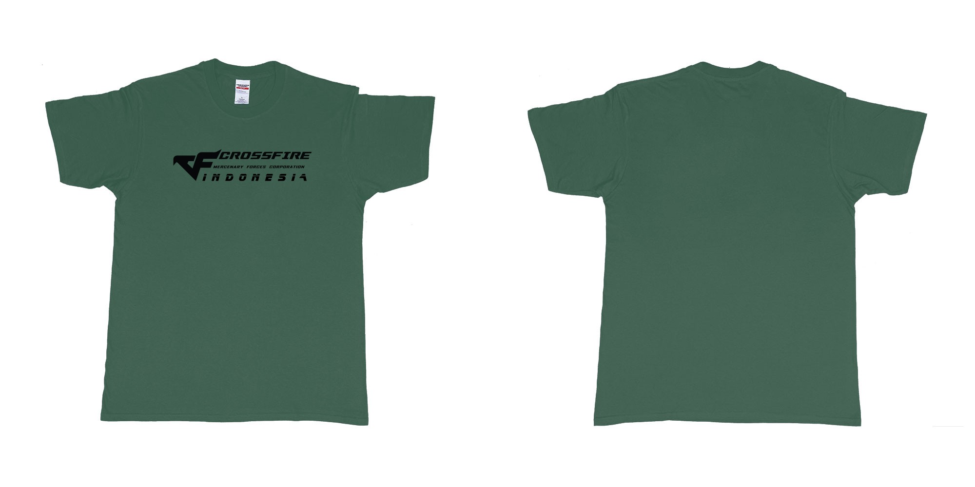 Custom tshirt design cfindo crossfire indonesia tshirt in fabric color forest-green choice your own text made in Bali by The Pirate Way