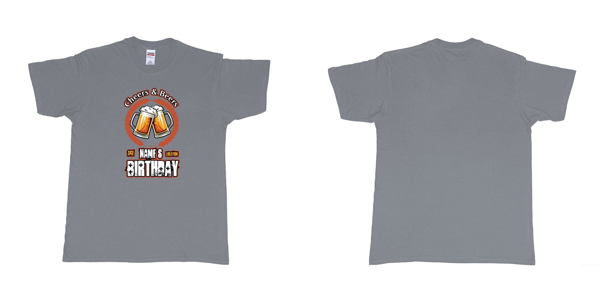 Custom tshirt design cheers and beers birthday in fabric color misty choice your own text made in Bali by The Pirate Way