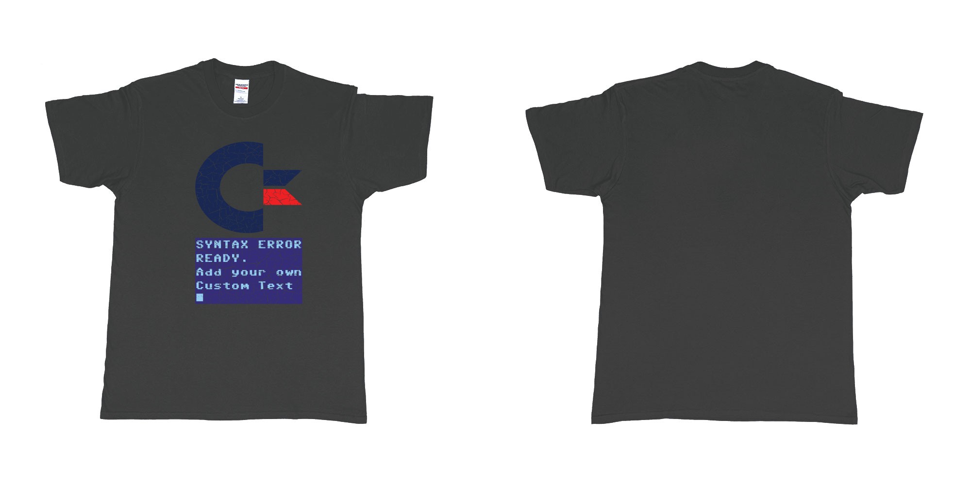 Custom tshirt design commandor 64 syntax error ready add own text printing tshirt bali in fabric color black choice your own text made in Bali by The Pirate Way