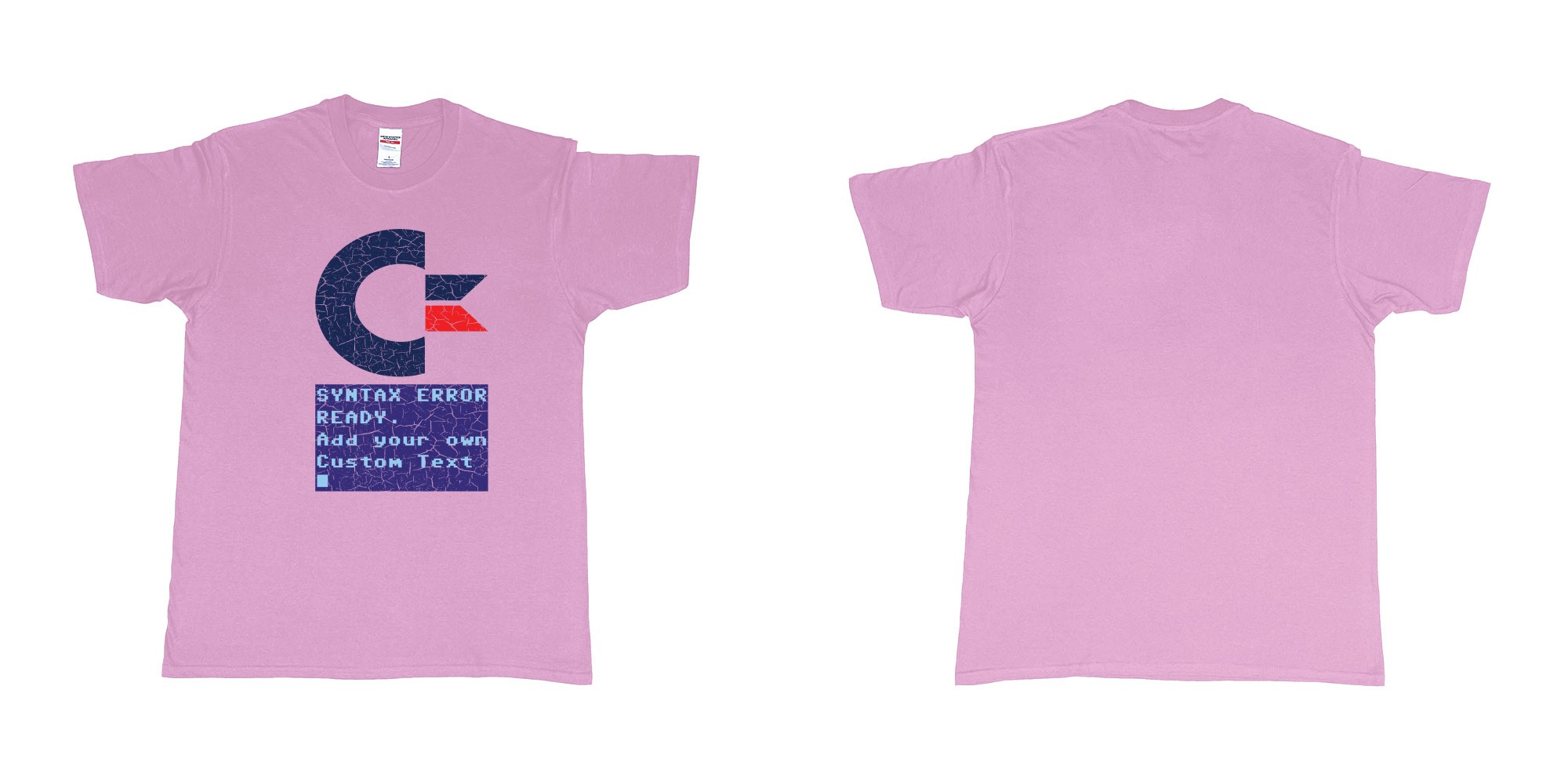Custom tshirt design commandor 64 syntax error ready add own text printing tshirt bali in fabric color light-pink choice your own text made in Bali by The Pirate Way