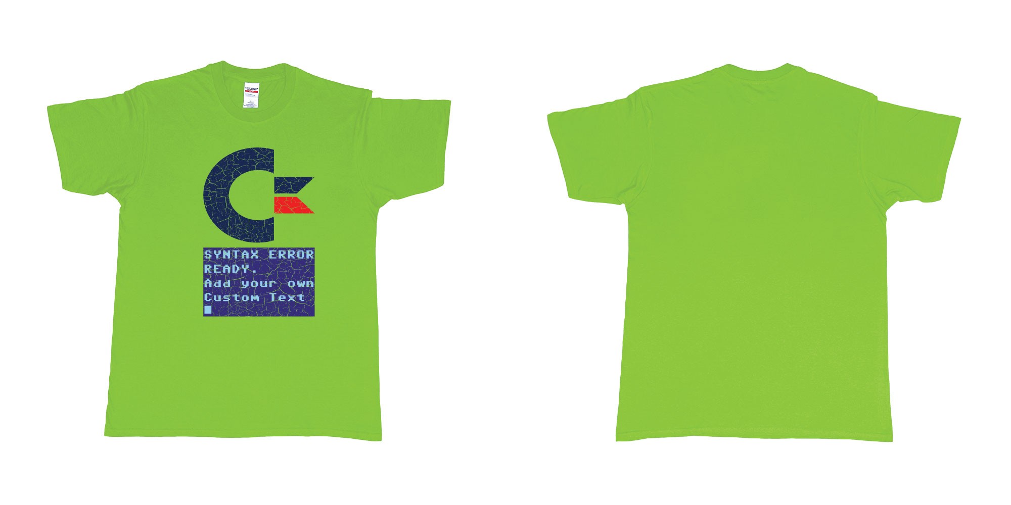 Custom tshirt design commandor 64 syntax error ready add own text printing tshirt bali in fabric color lime choice your own text made in Bali by The Pirate Way
