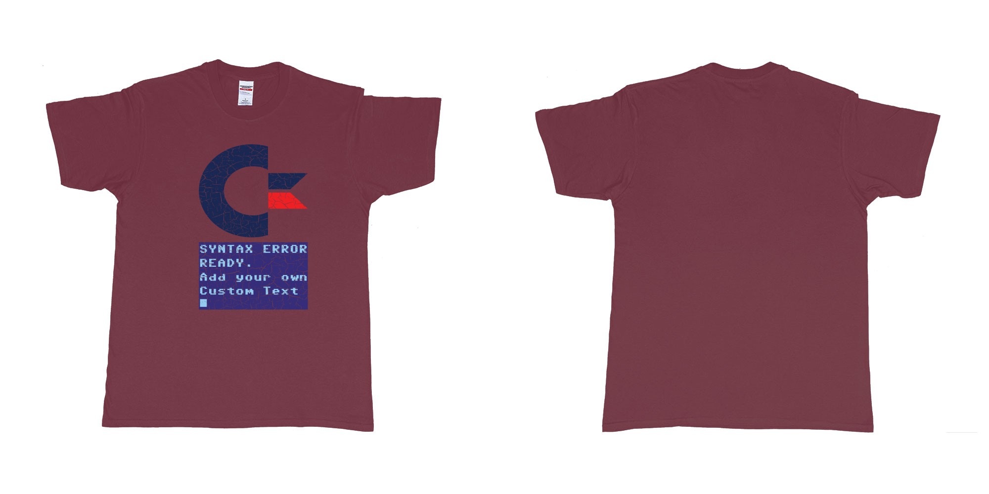 Custom tshirt design commandor 64 syntax error ready add own text printing tshirt bali in fabric color marron choice your own text made in Bali by The Pirate Way
