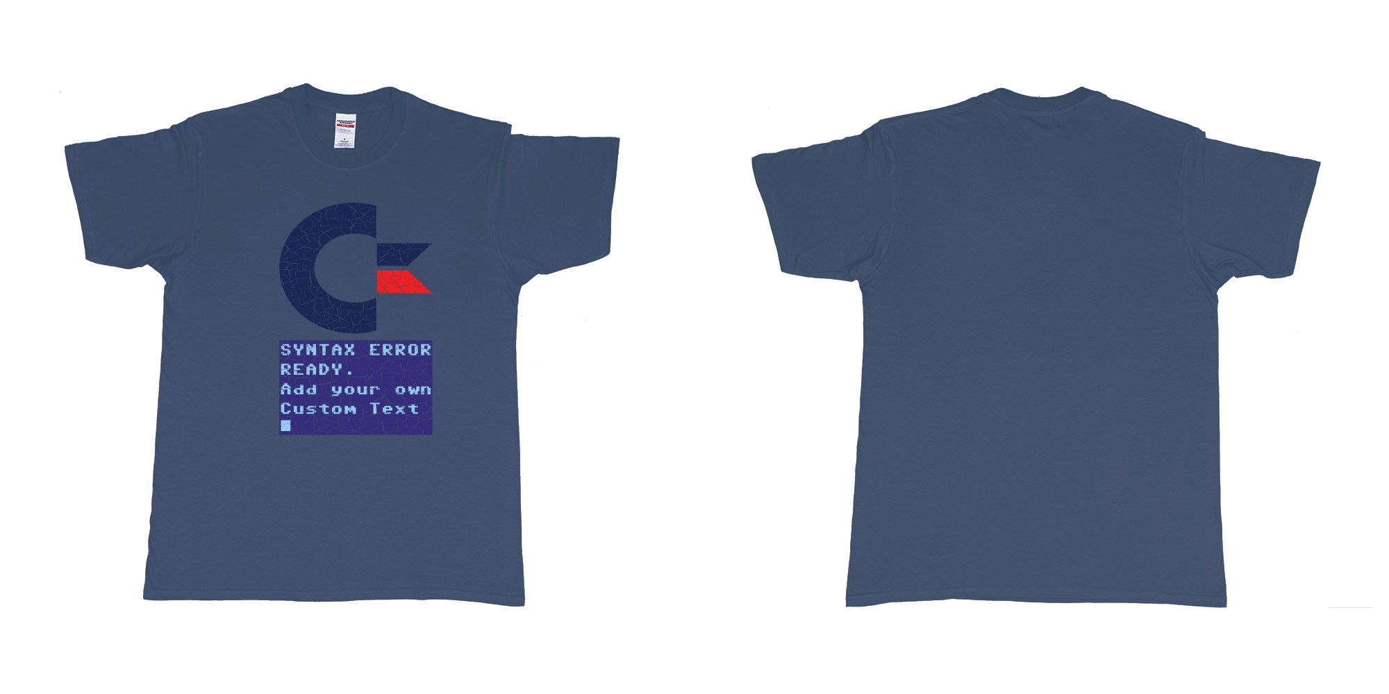 Custom tshirt design commandor 64 syntax error ready add own text printing tshirt bali in fabric color navy choice your own text made in Bali by The Pirate Way