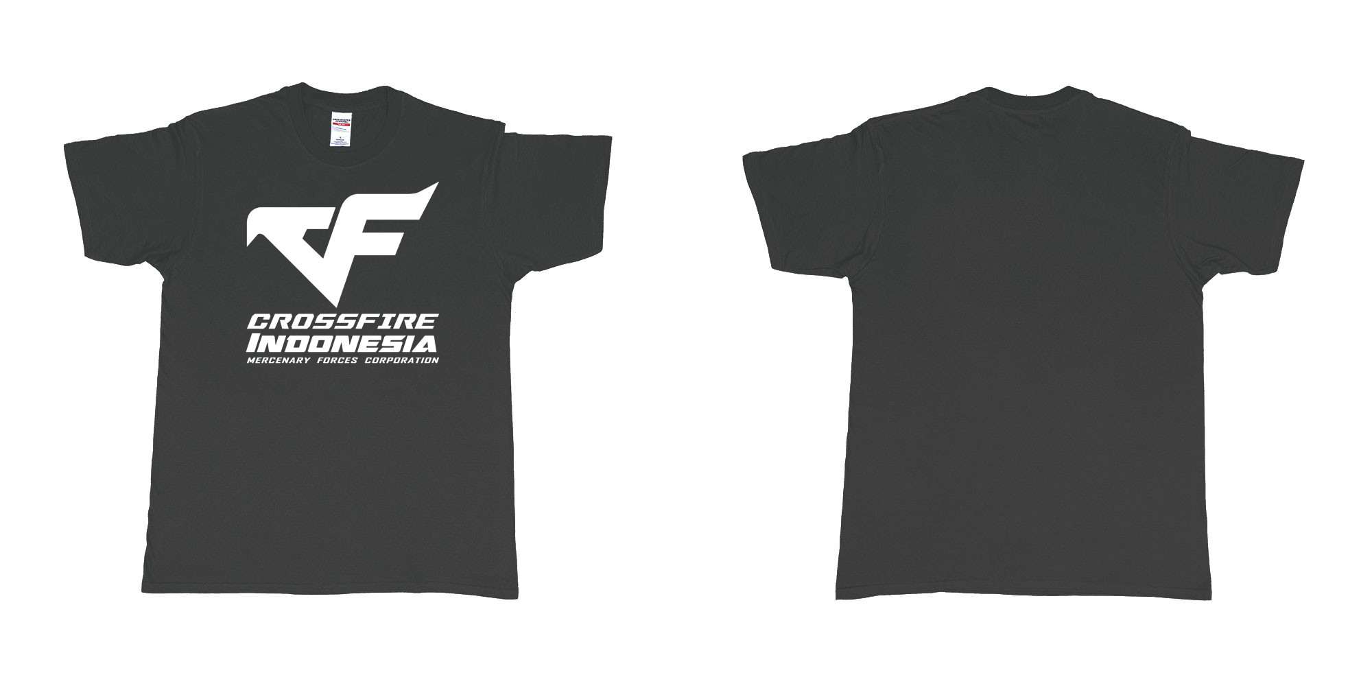 Custom tshirt design crossfire indonesia cfindo in fabric color black choice your own text made in Bali by The Pirate Way
