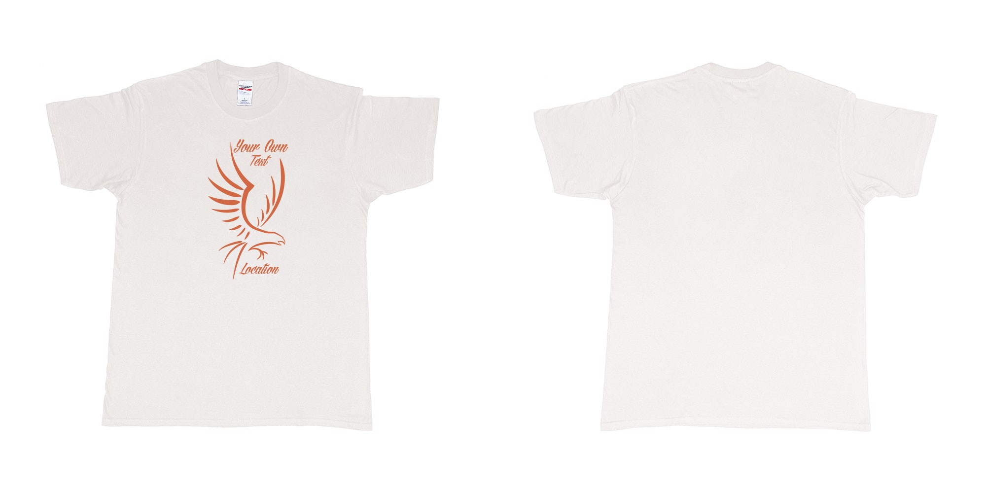 Custom tshirt design custom eagle drawing custom text in fabric color white choice your own text made in Bali by The Pirate Way
