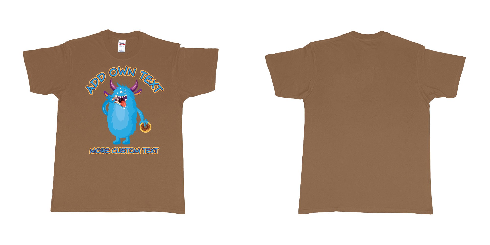 Custom tshirt design dojo monsters blue add your own custom text in fabric color chestnut choice your own text made in Bali by The Pirate Way