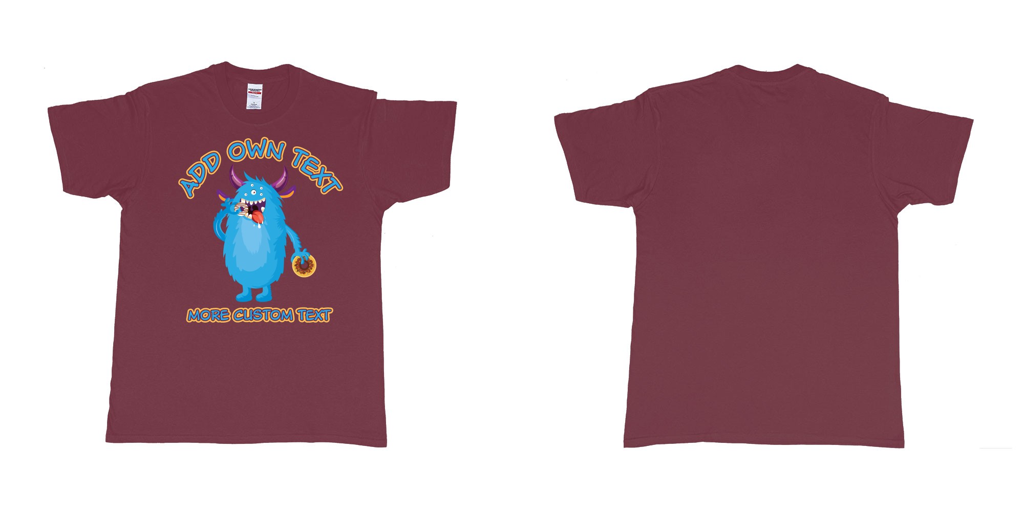 Custom tshirt design dojo monsters blue add your own custom text in fabric color marron choice your own text made in Bali by The Pirate Way