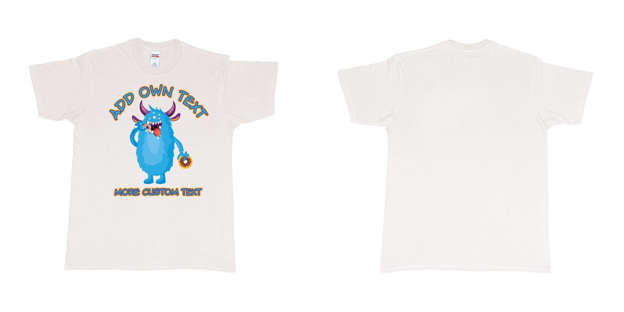 Custom tshirt design dojo monsters blue add your own custom text in fabric color white choice your own text made in Bali by The Pirate Way