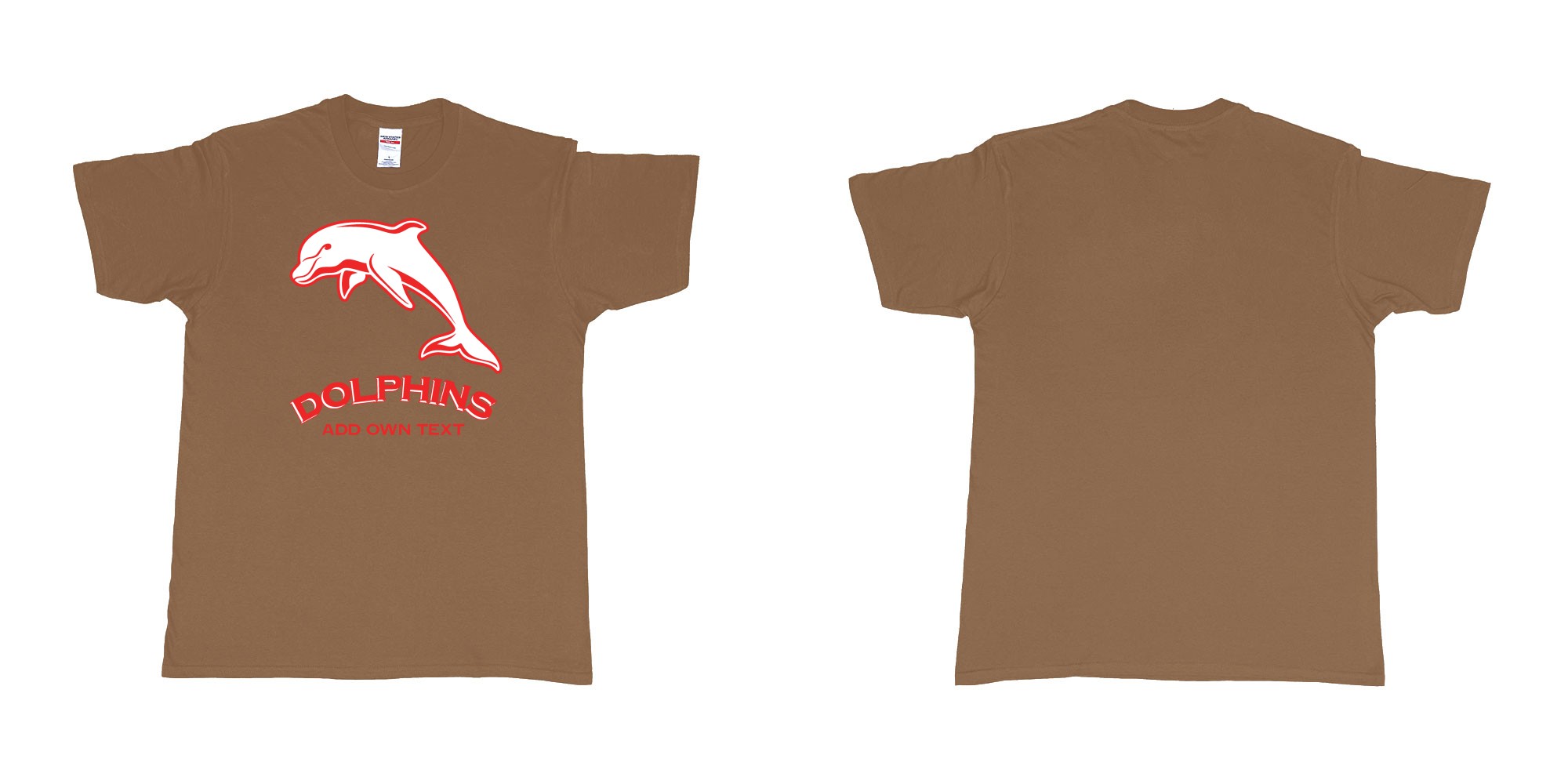 Custom tshirt design dolphins australian national rugby league custom tshirt printing in fabric color chestnut choice your own text made in Bali by The Pirate Way