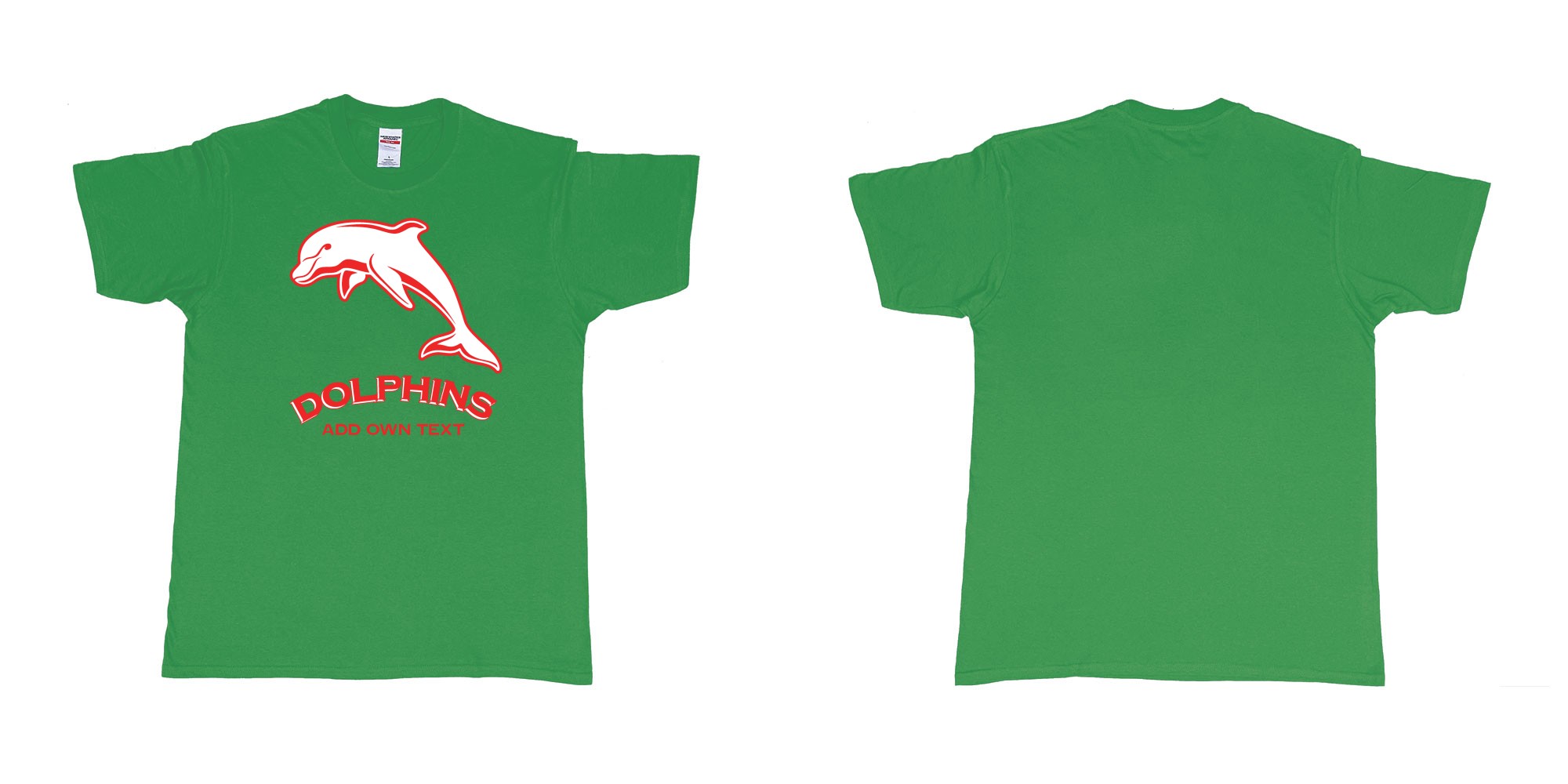 Custom tshirt design dolphins australian national rugby league custom tshirt printing in fabric color irish-green choice your own text made in Bali by The Pirate Way