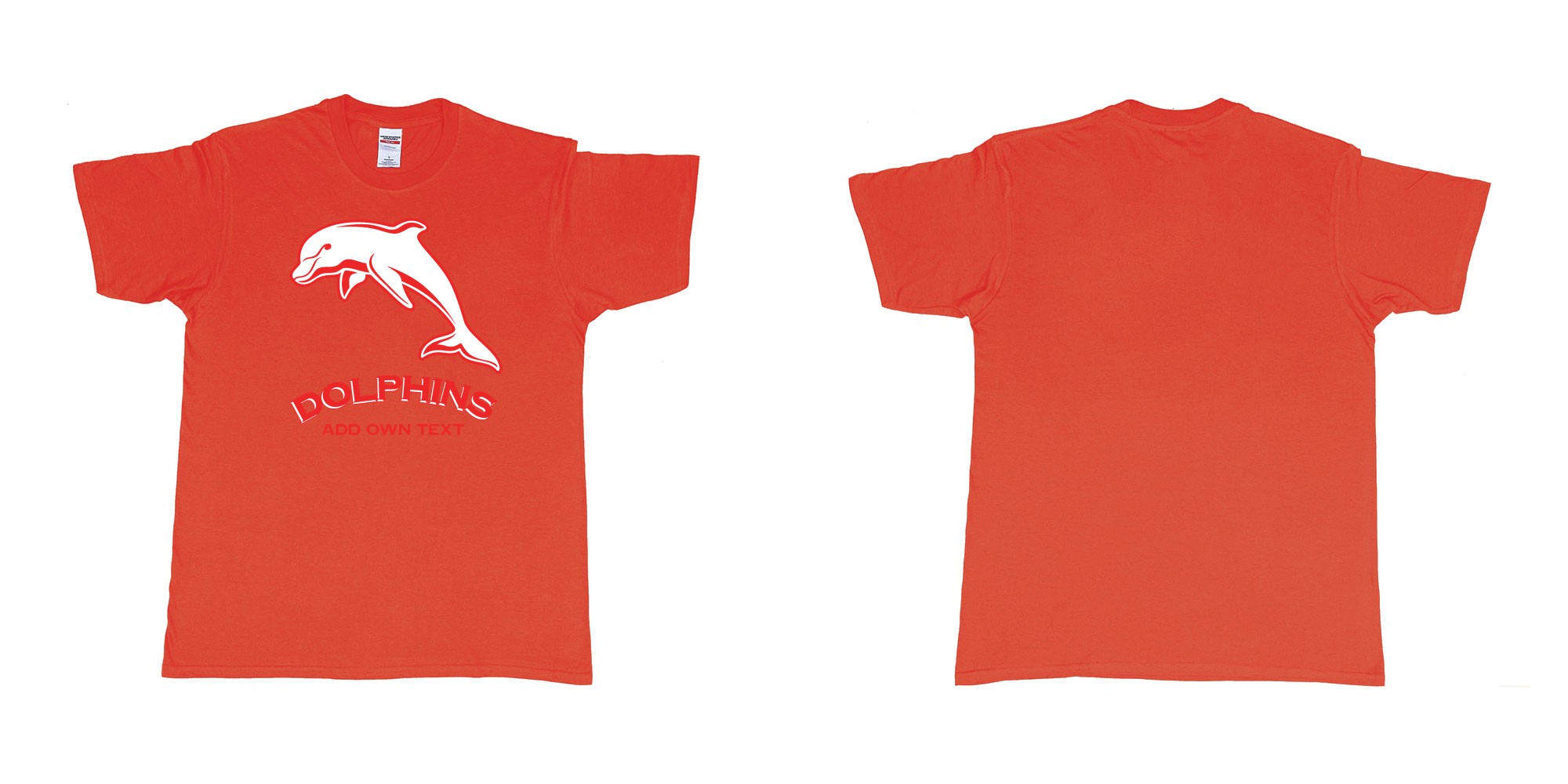 Custom tshirt design dolphins australian national rugby league custom tshirt printing in fabric color red choice your own text made in Bali by The Pirate Way