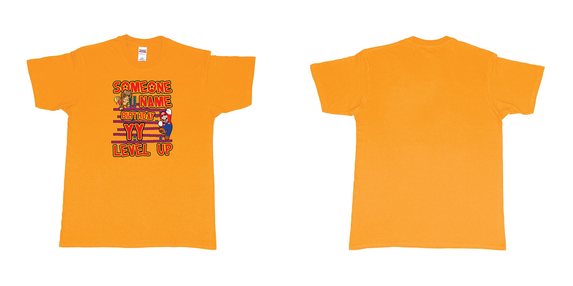 Custom tshirt design donkey kong classic arcade game custom birthday t shirt digital printing bali in fabric color gold choice your own text made in Bali by The Pirate Way