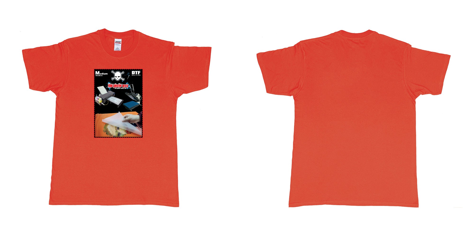Custom tshirt design dtf printing tshirt medium 20x28cm in fabric color red choice your own text made in Bali by The Pirate Way