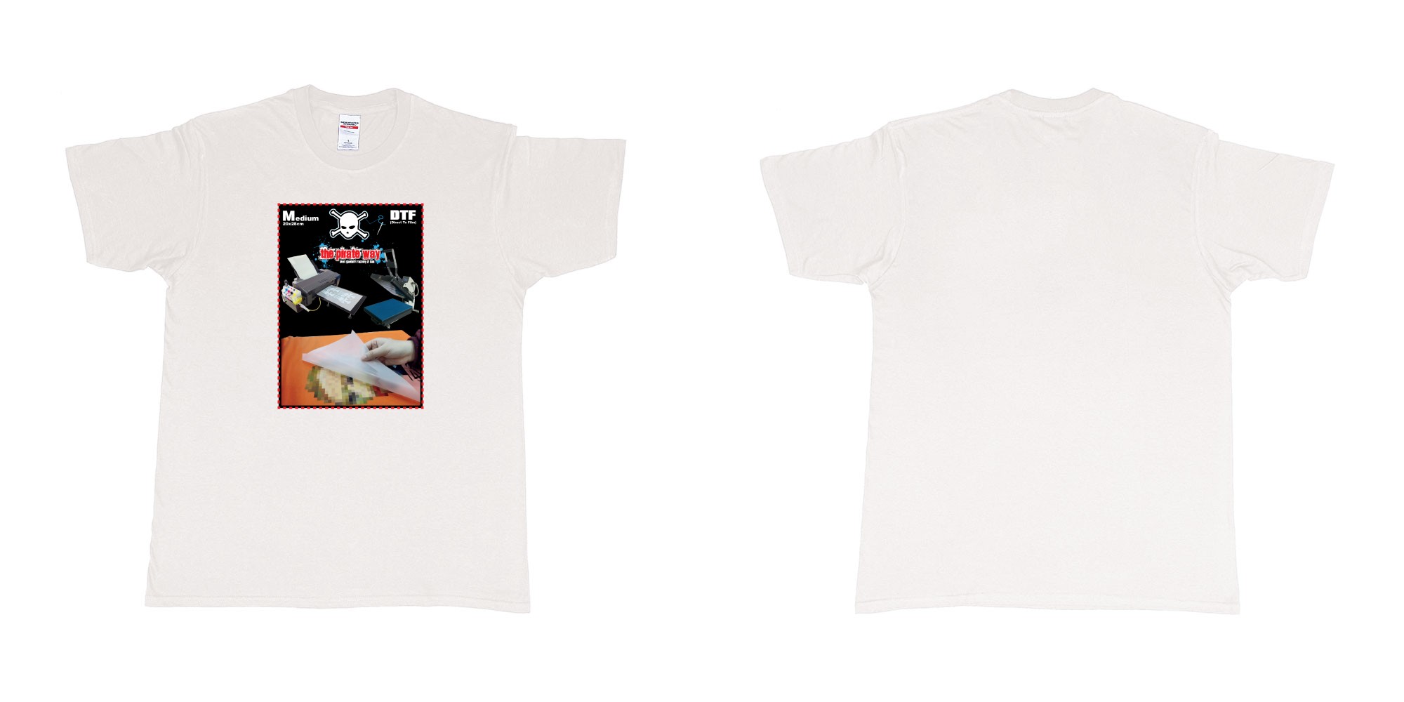 Custom tshirt design dtf printing tshirt medium 20x28cm in fabric color white choice your own text made in Bali by The Pirate Way