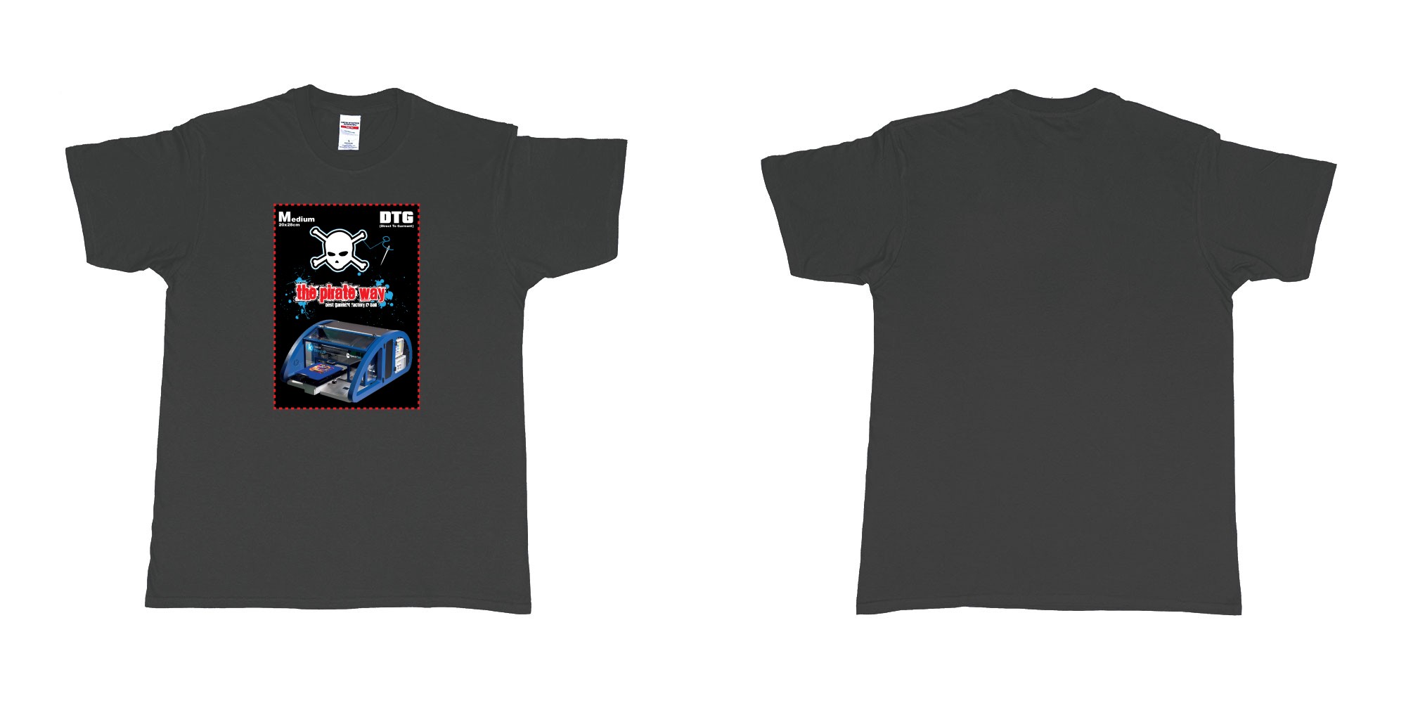 Custom tshirt design dtg printing tshirt medium 20x28cm in fabric color black choice your own text made in Bali by The Pirate Way