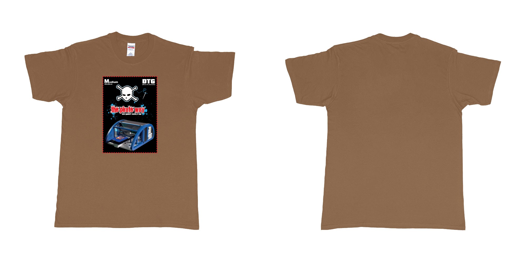 Custom tshirt design dtg printing tshirt medium 20x28cm in fabric color chestnut choice your own text made in Bali by The Pirate Way