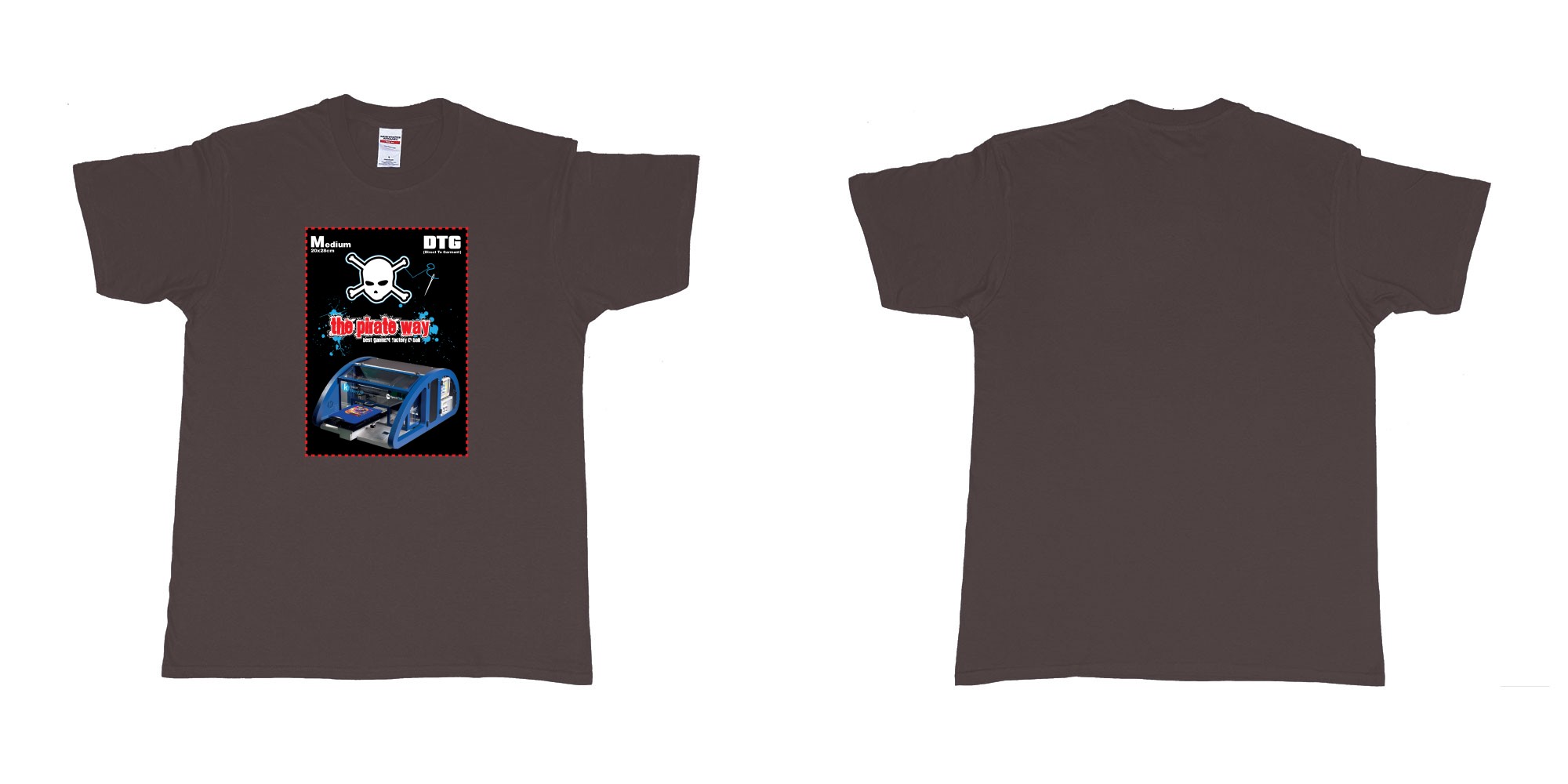 Custom tshirt design dtg printing tshirt medium 20x28cm in fabric color dark-chocolate choice your own text made in Bali by The Pirate Way