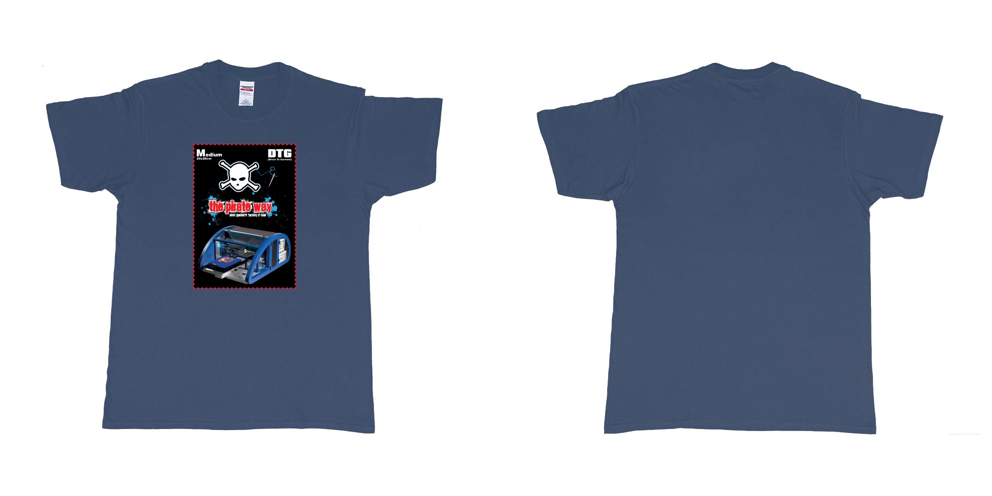 Custom tshirt design dtg printing tshirt medium 20x28cm in fabric color navy choice your own text made in Bali by The Pirate Way
