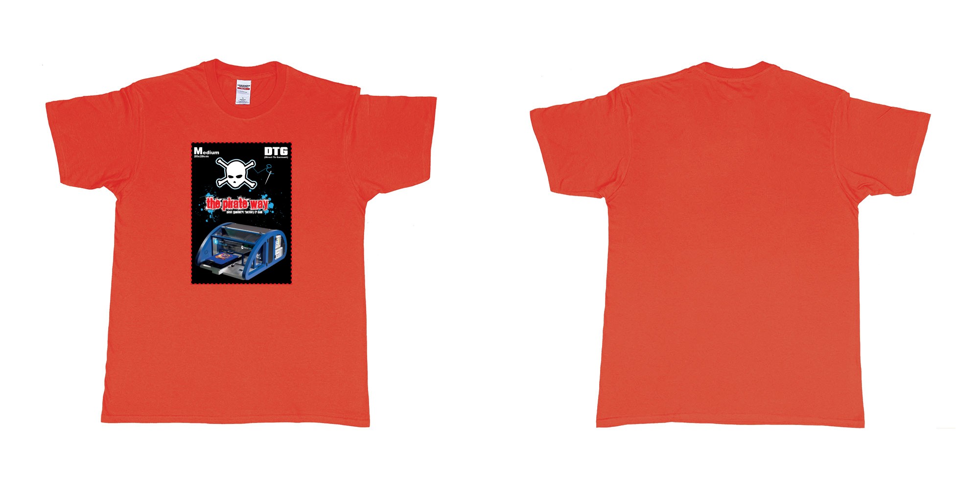 Custom tshirt design dtg printing tshirt medium 20x28cm in fabric color red choice your own text made in Bali by The Pirate Way