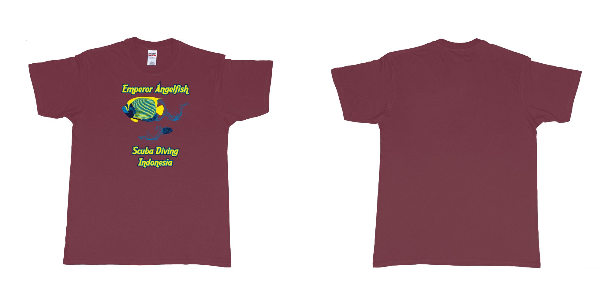 Custom tshirt design emperor angelfish scuba diving indonesia in fabric color marron choice your own text made in Bali by The Pirate Way