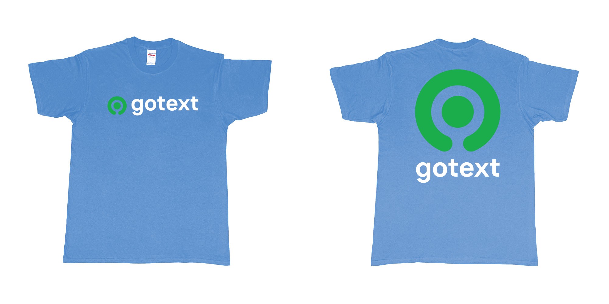 Custom tshirt design gojek logo go custom text tshirt printing bali in fabric color carolina-blue choice your own text made in Bali by The Pirate Way
