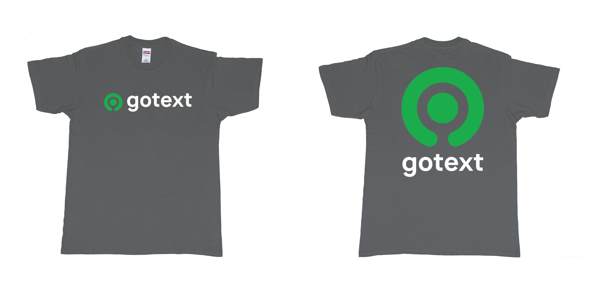 Custom tshirt design gojek logo go custom text tshirt printing bali in fabric color charcoal choice your own text made in Bali by The Pirate Way