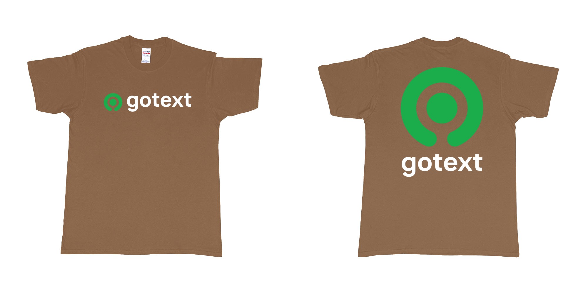 Custom tshirt design gojek logo go custom text tshirt printing bali in fabric color chestnut choice your own text made in Bali by The Pirate Way
