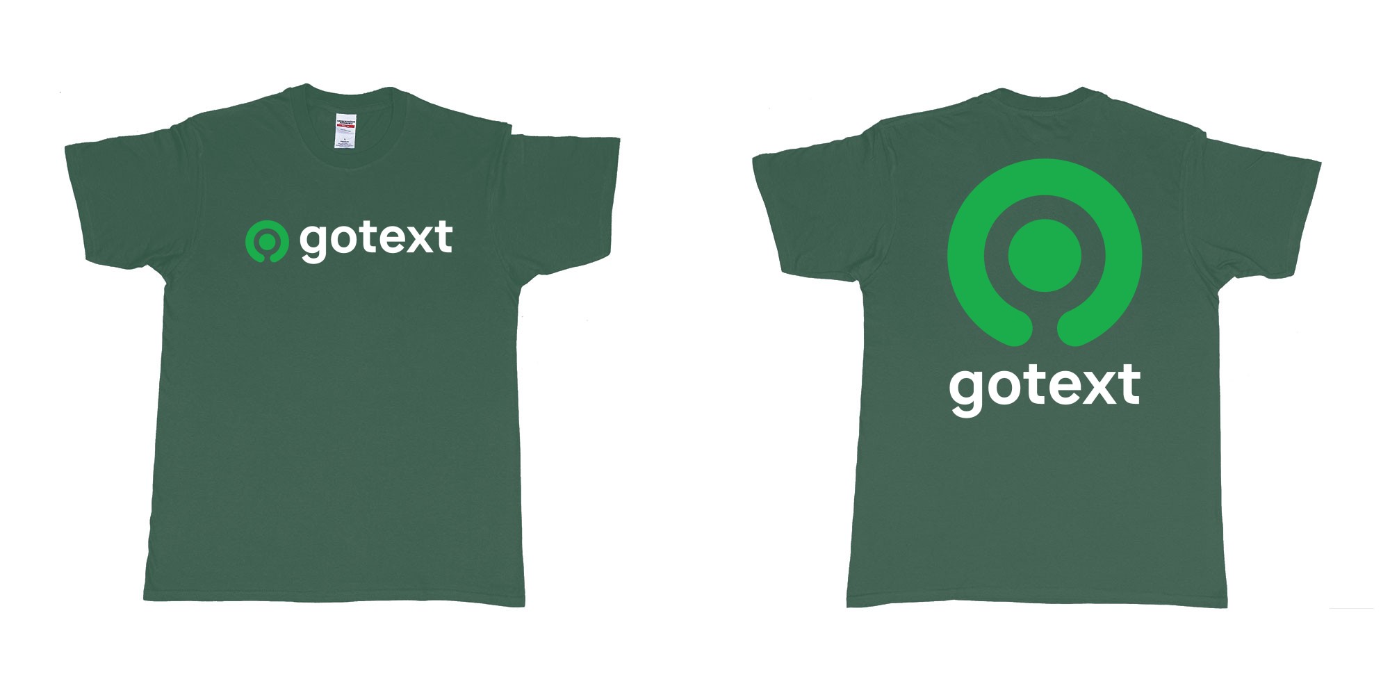 Custom tshirt design gojek logo go custom text tshirt printing bali in fabric color forest-green choice your own text made in Bali by The Pirate Way